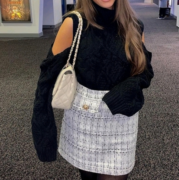 Plaid Tweed High Waist Mini Skirt - Picture 6 of 10